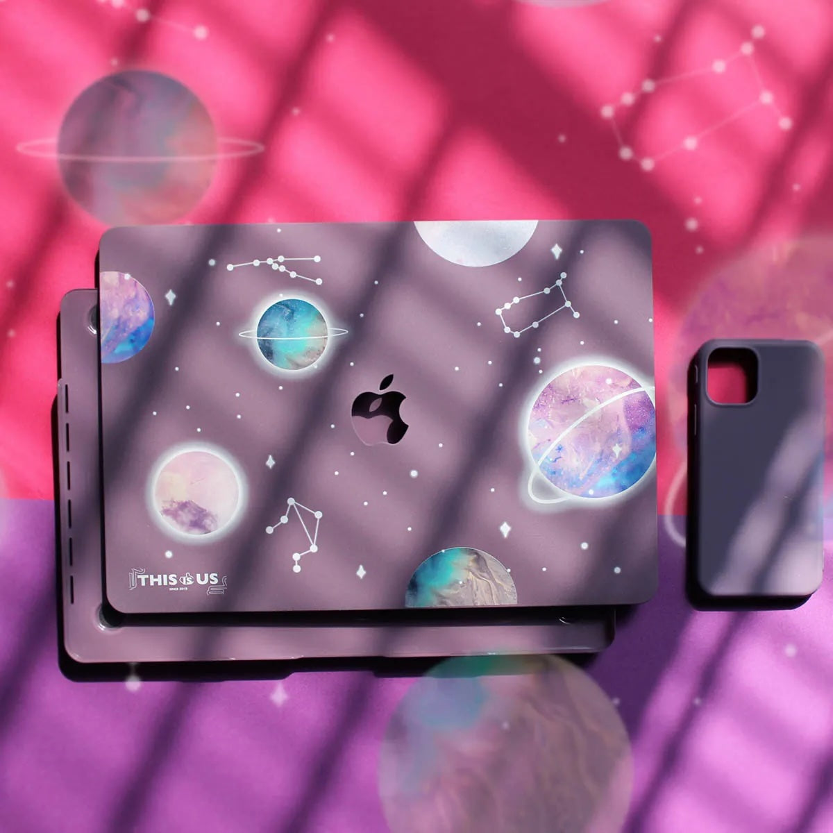 This is us design series Frosty purple Planet Macbook case(Rough)