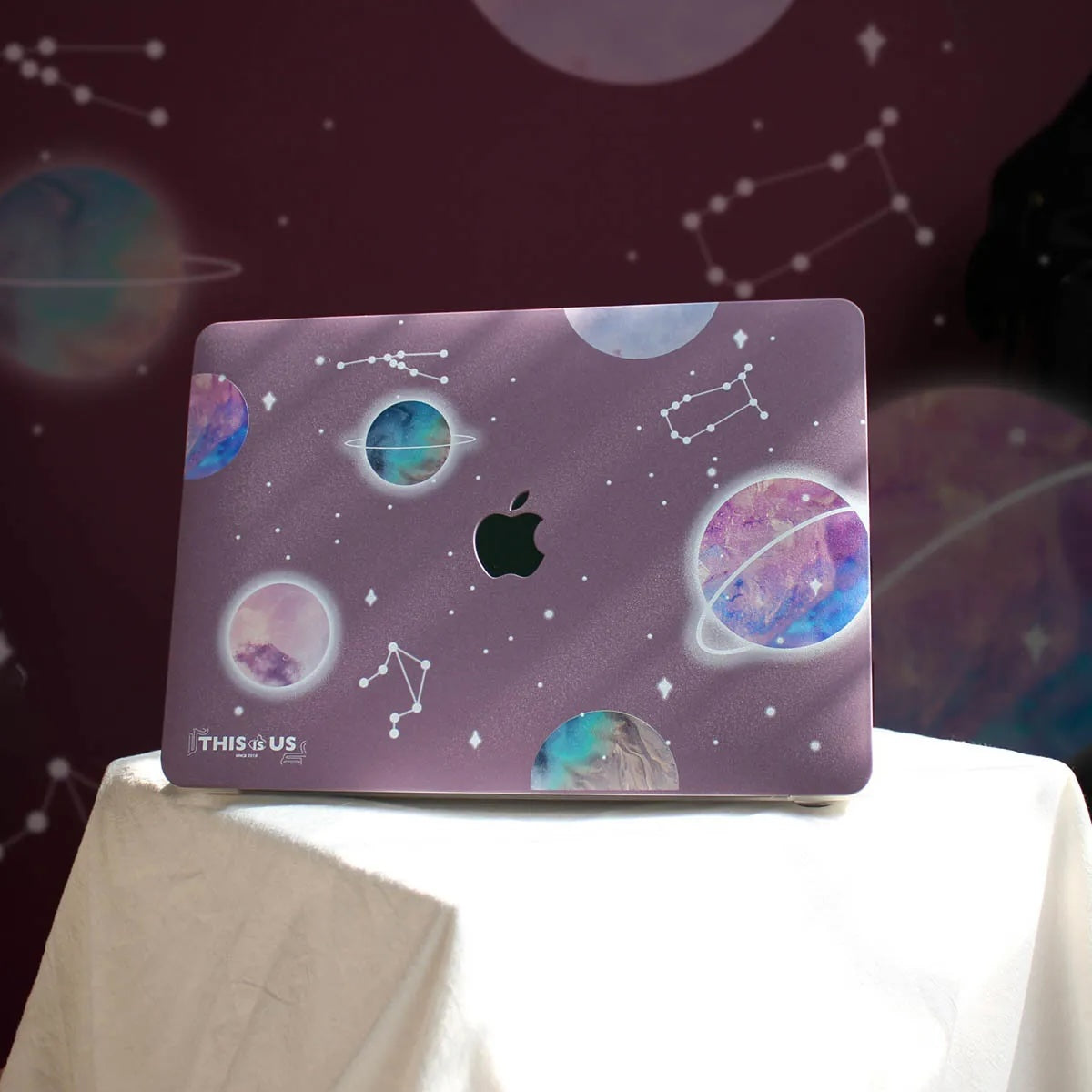This is us design series Frosty purple Planet Macbook case(Rough)