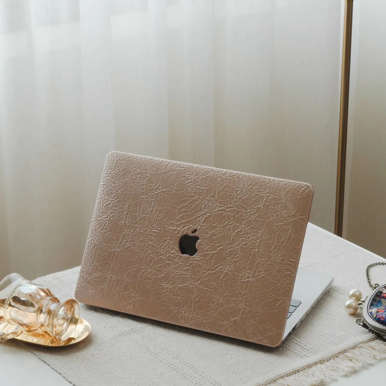 subtle gold Irregular Leather Macbook Case
