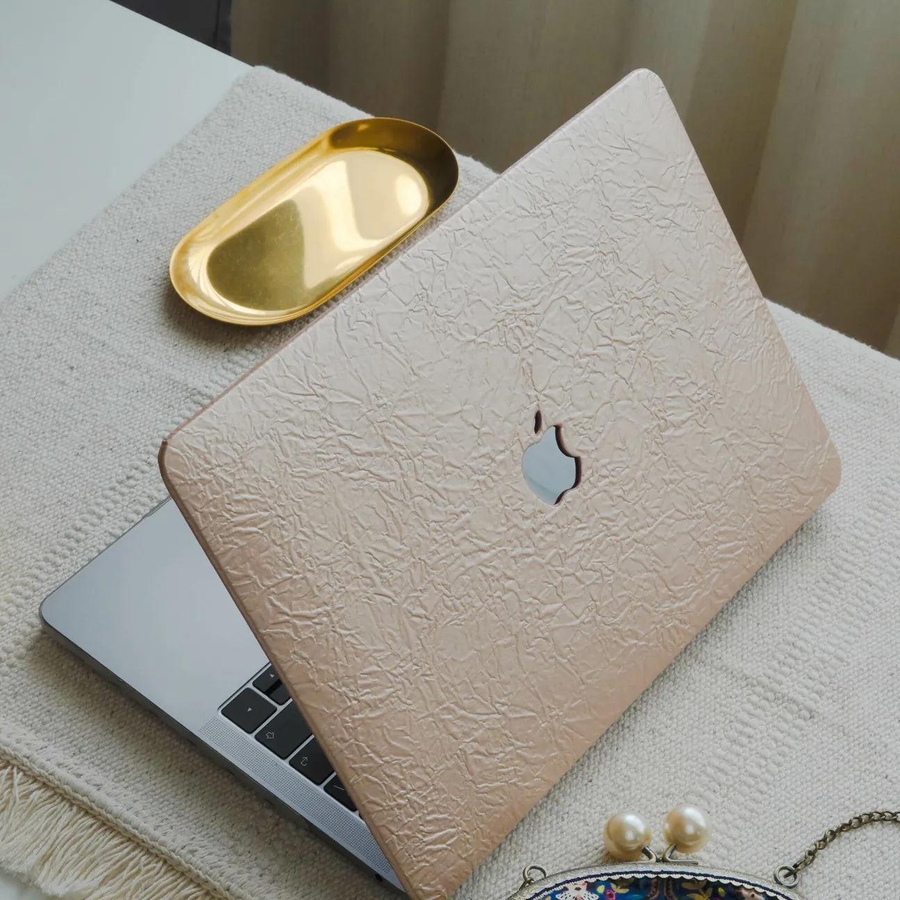 subtle gold Irregular Leather Macbook Case