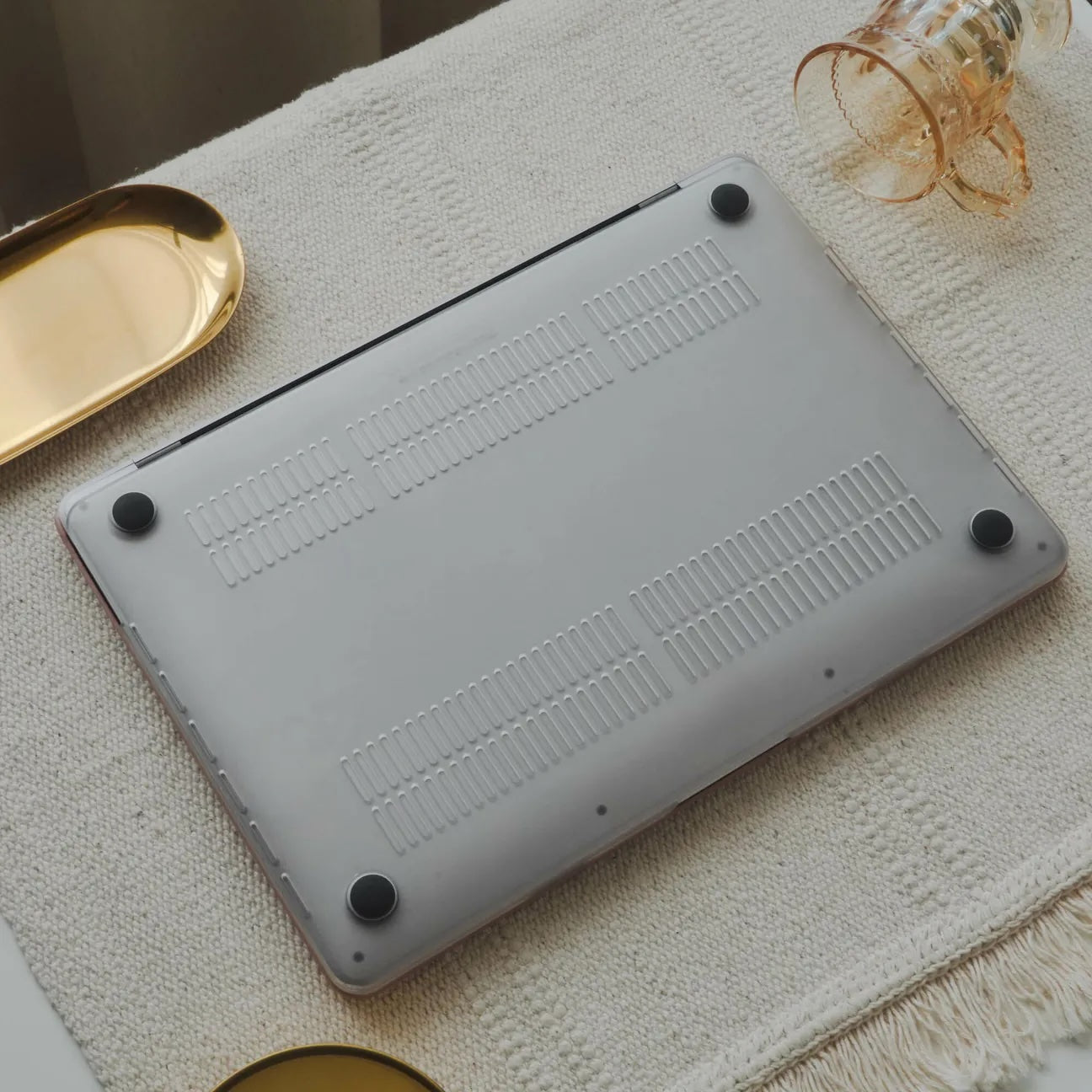 subtle gold Irregular Leather Macbook Case