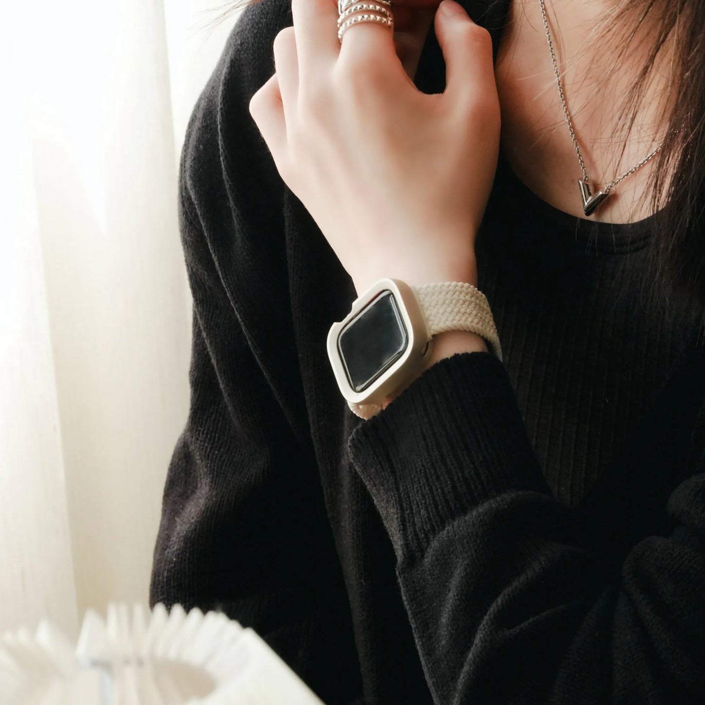 Elastic nylon magnetic closure breathable Apple Watch strap