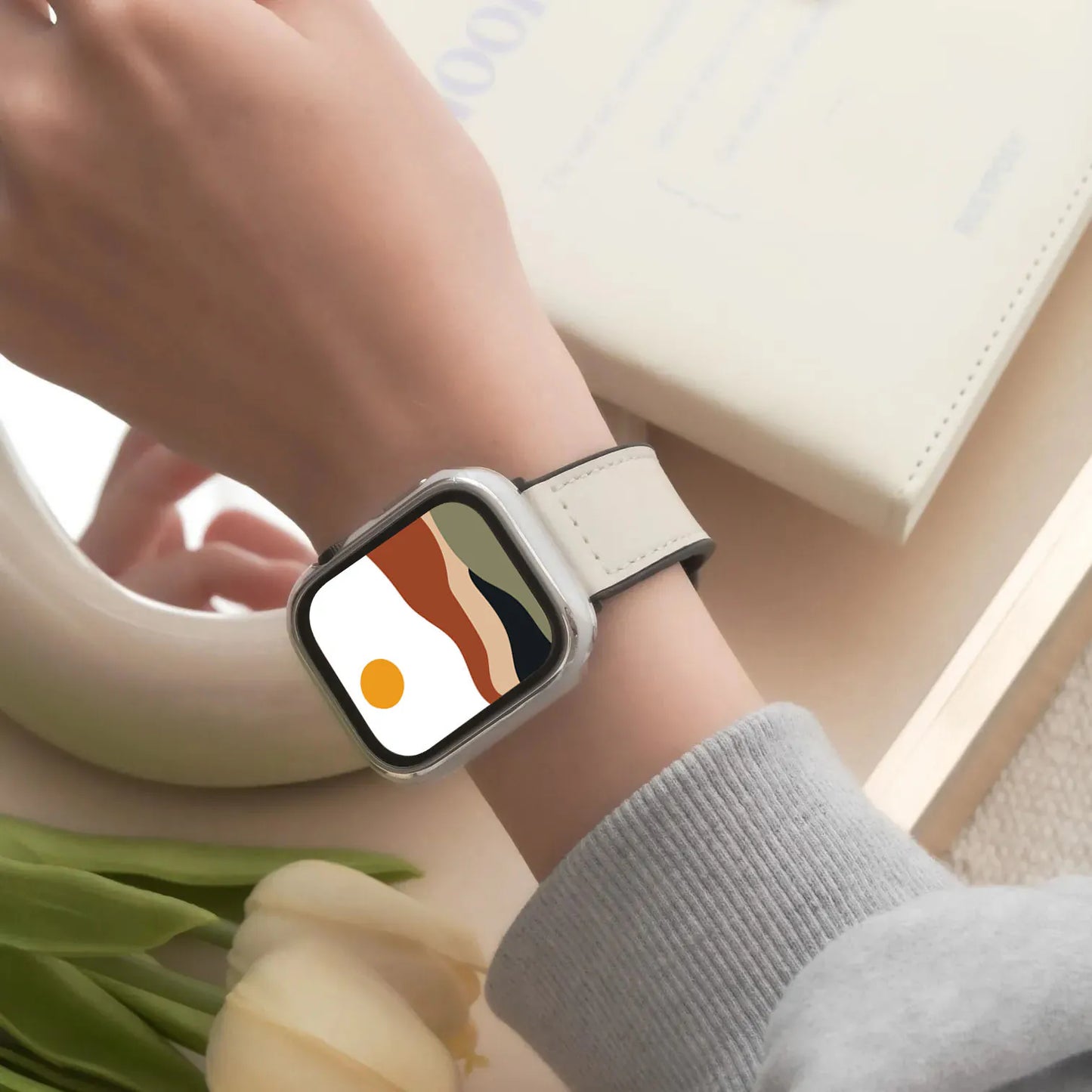 Leather Silicone Magnetic Buckle Apple Watch Band