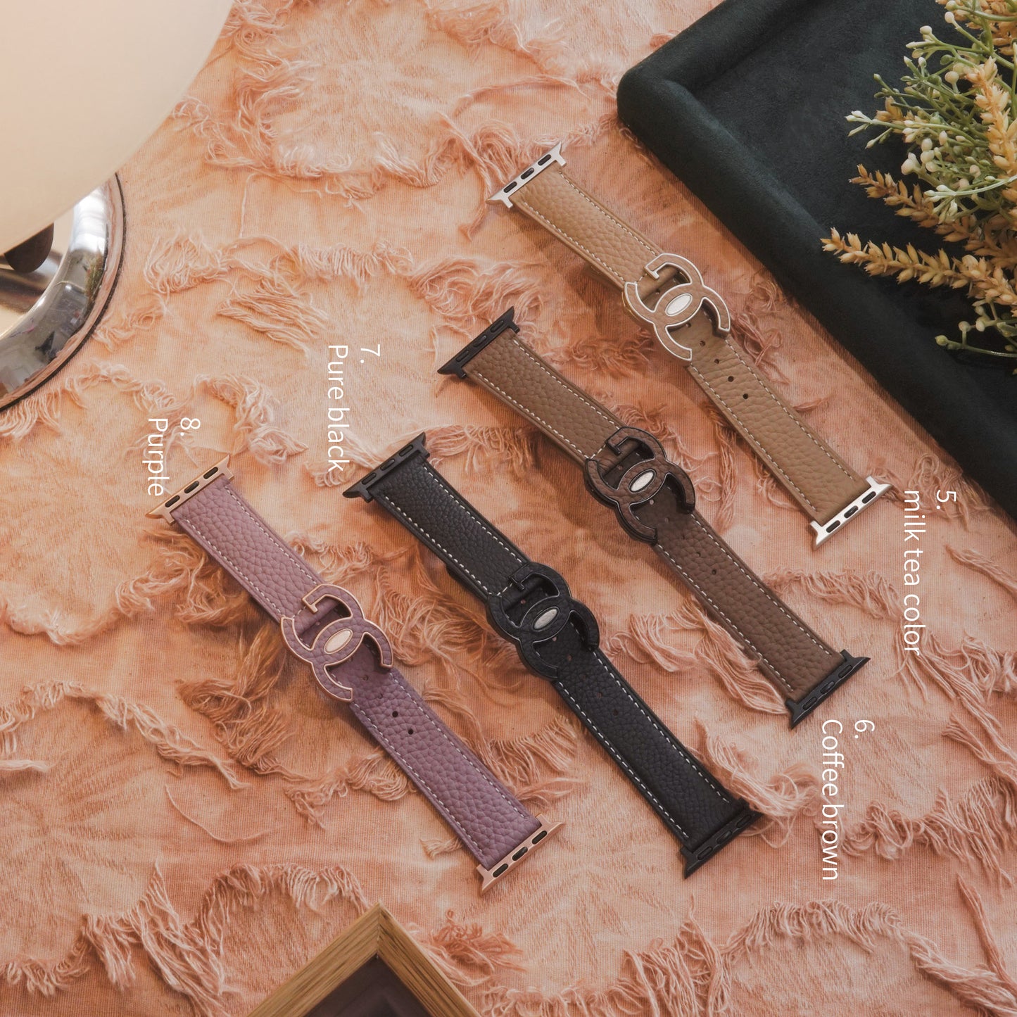 Lychee high-quality textured faux leather Apple Watch band
