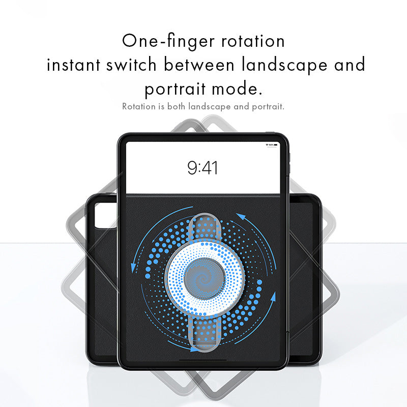 Blue Yellow Gradient Star Magnetic Ring with 360° Adjustable Feature and Pencil Slot iPad Case