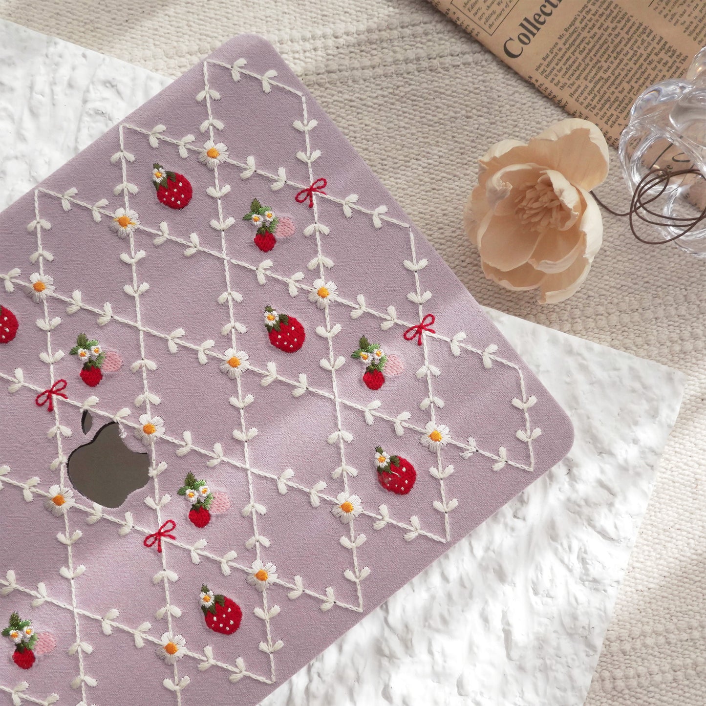 Embroidered Series ♾ Purple Mood Delicate Stitch Detailing MacBook Case