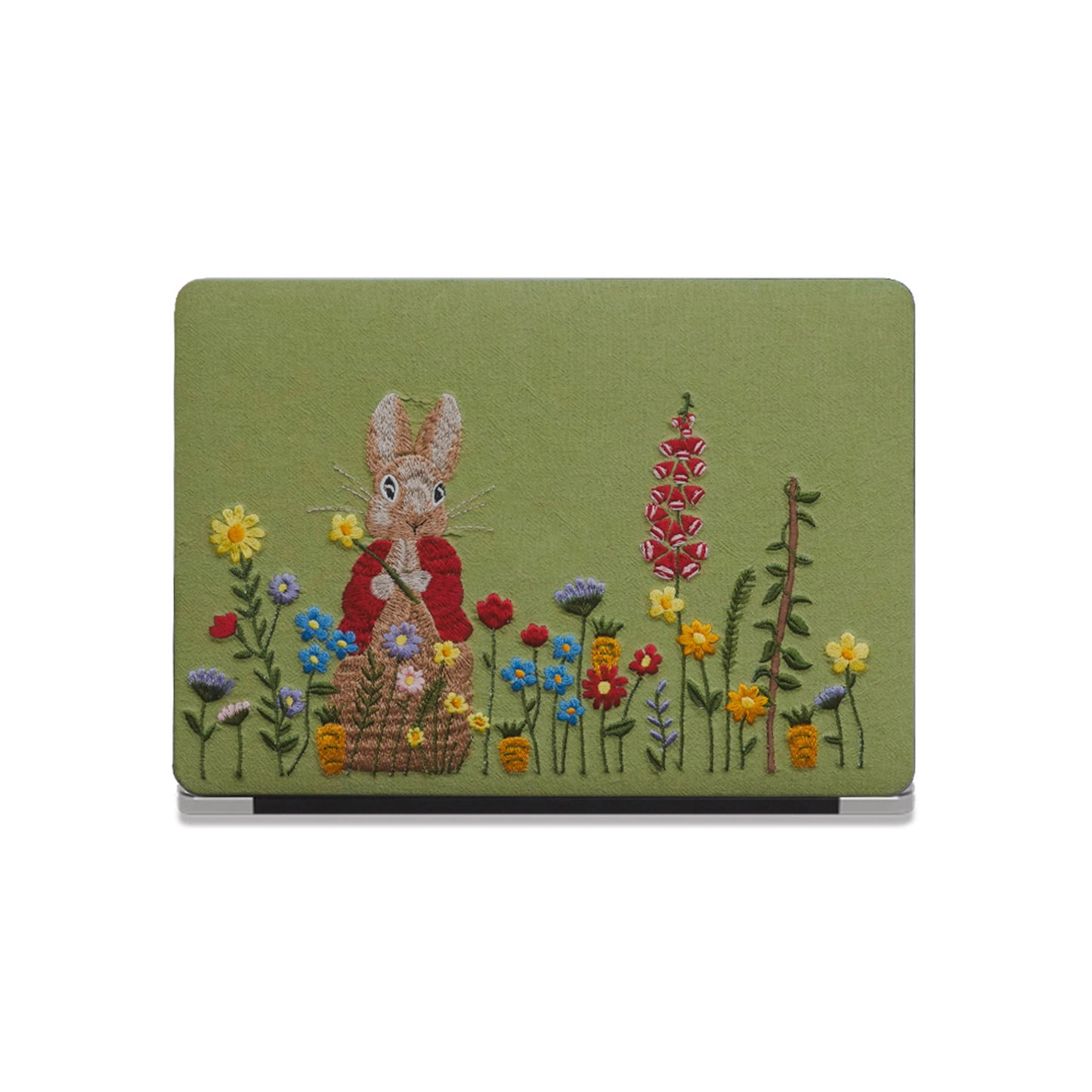 This is us Green Hand-drawn Red-clothed Bunny ♾ Textured Stitching MacBook Case