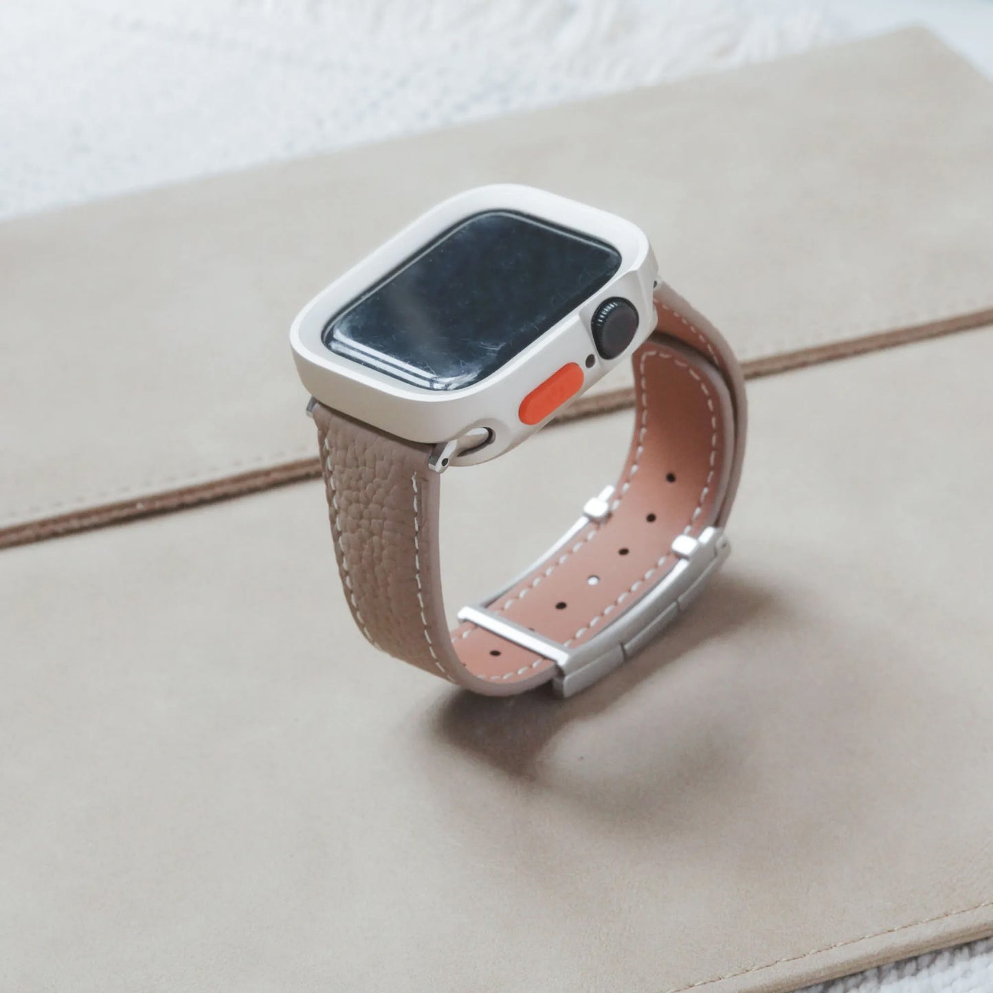 High-quality lychee textured leather T-shaped Apple Watch strap