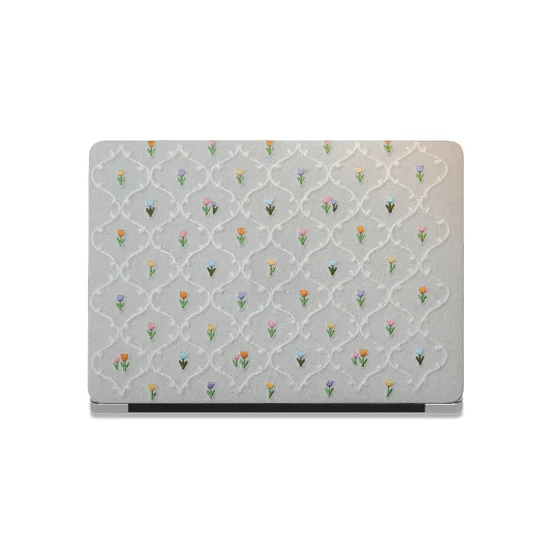 This is us Plaid Floral ♾ Textured Stitching Plain White Mac Case