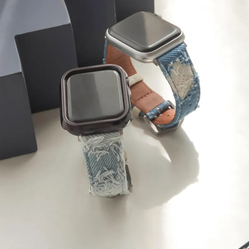 Distressed Denim Material Apple Watch Band