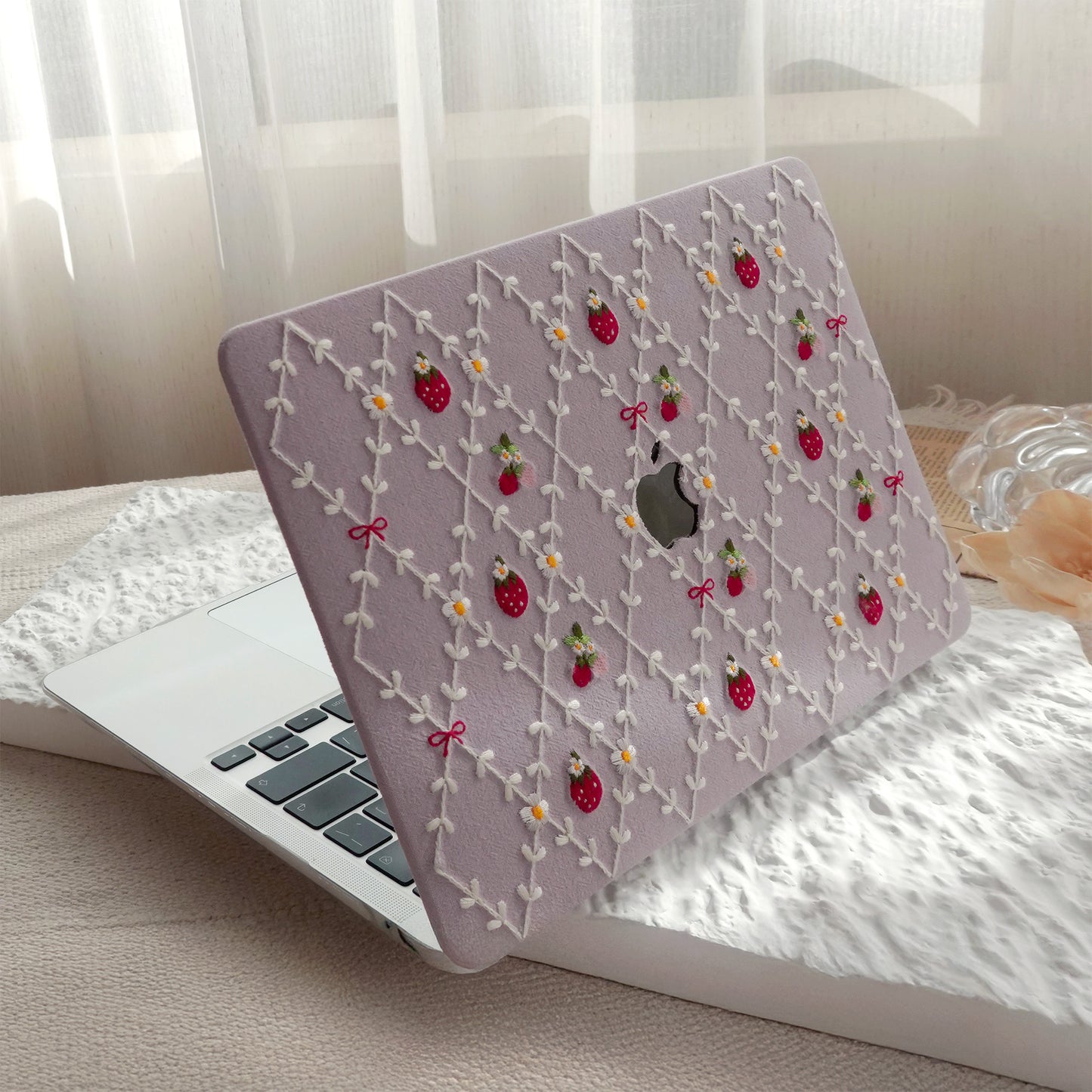 Embroidered Series ♾ Purple Mood Delicate Stitch Detailing MacBook Case