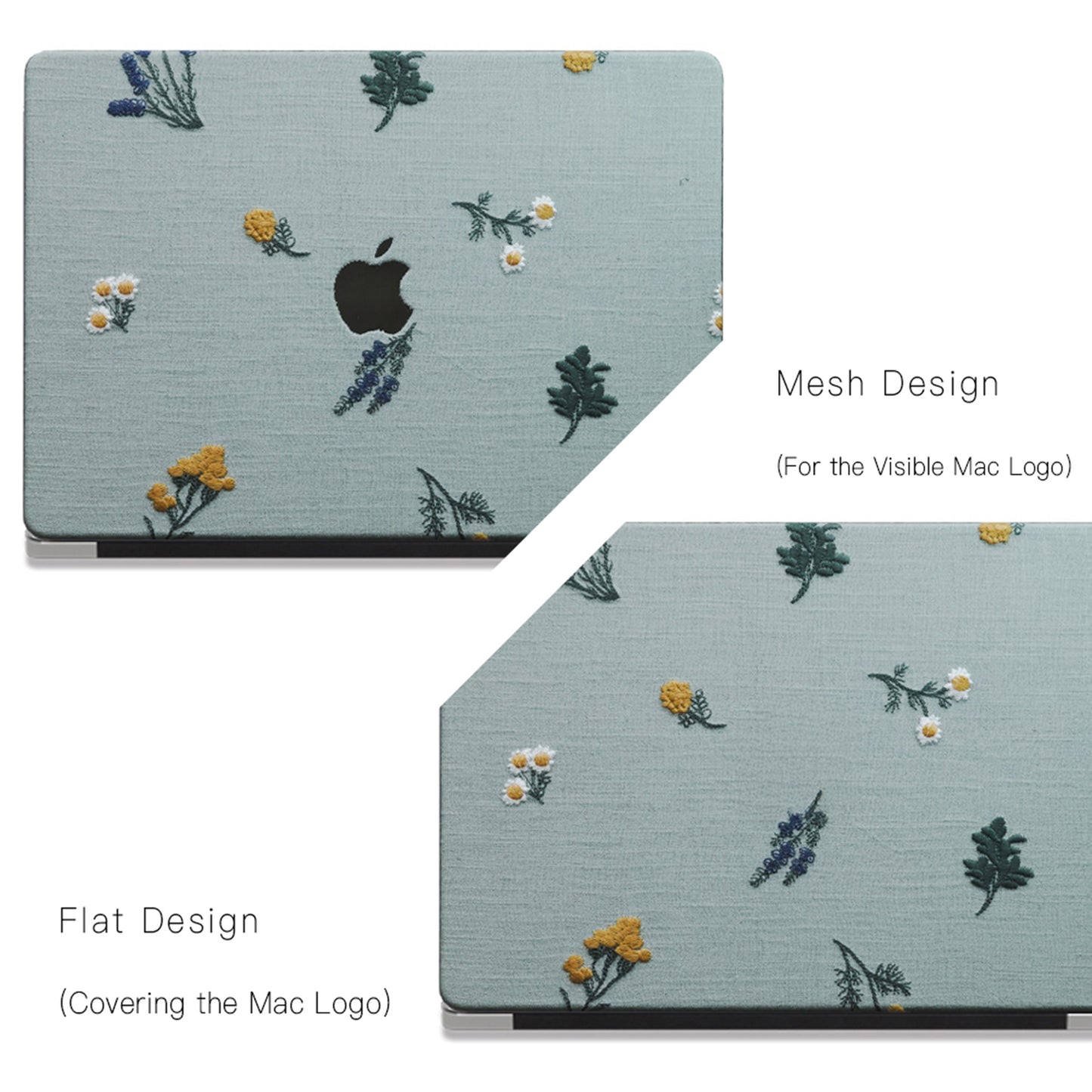 Embroidery Series ♾ Pastoral Blues American-Style Textured Stitching Mac Case