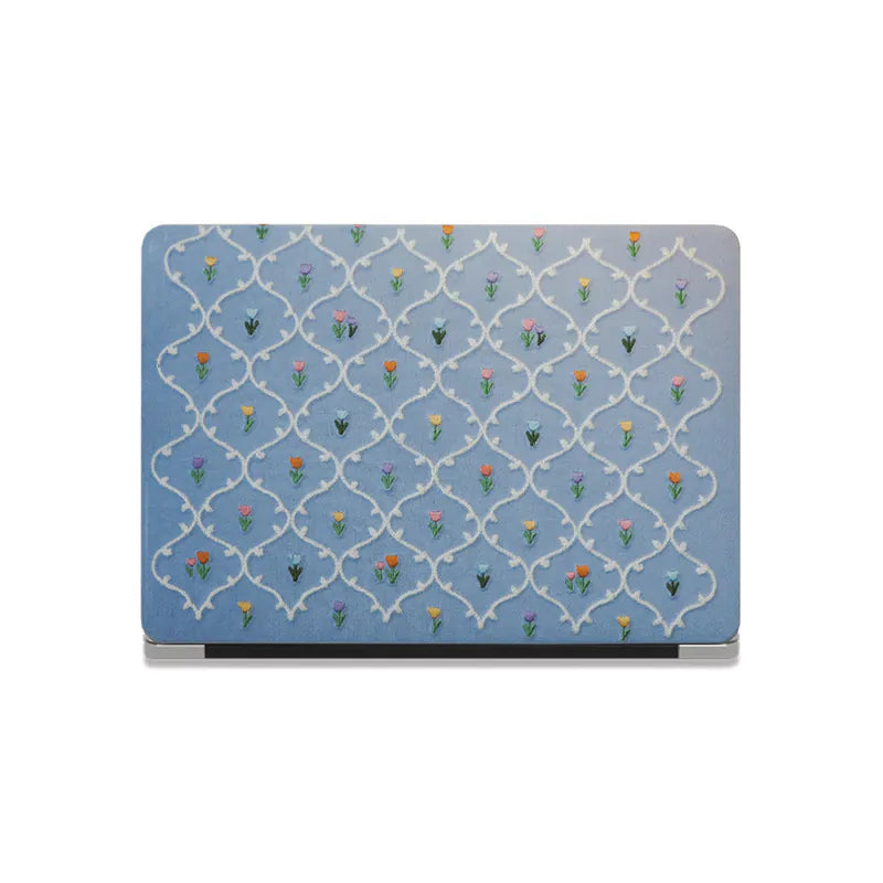 This Is Us Plaid Floral ♾ Textured Stitching Sky Blue Mac Case