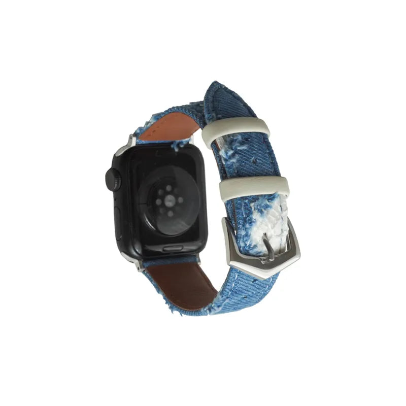 Distressed Denim Material Apple Watch Band