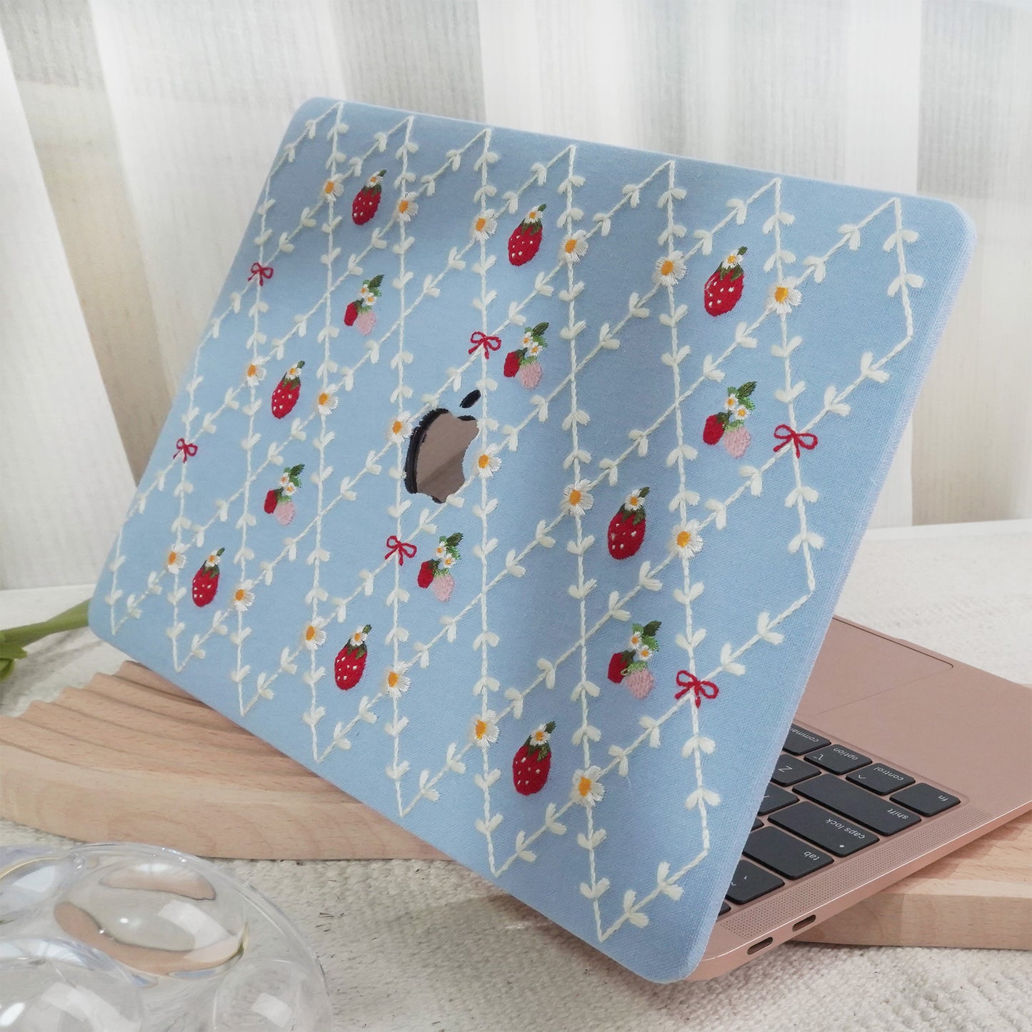 Embroidered Series ♾ Berry Blue Mood Delicate Stitch Detailing MacBook Case