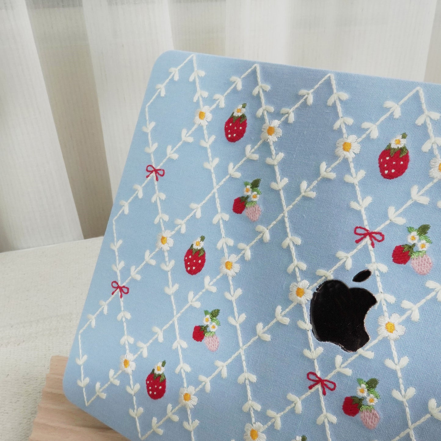 Embroidered Series ♾ Berry Blue Mood Delicate Stitch Detailing MacBook Case
