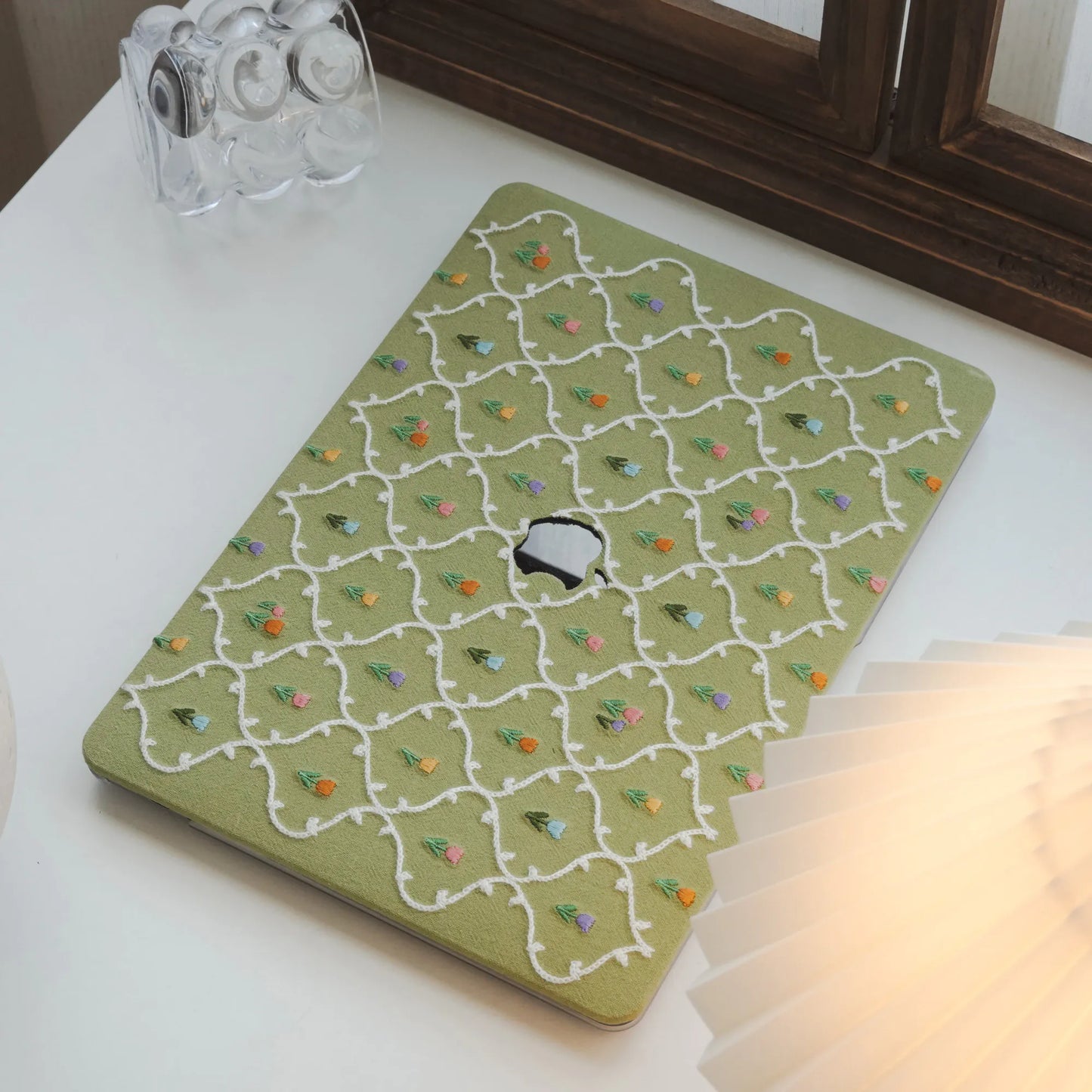 This Is Us Plaid Floral Textured Stitching Little Grass Green Mac Case