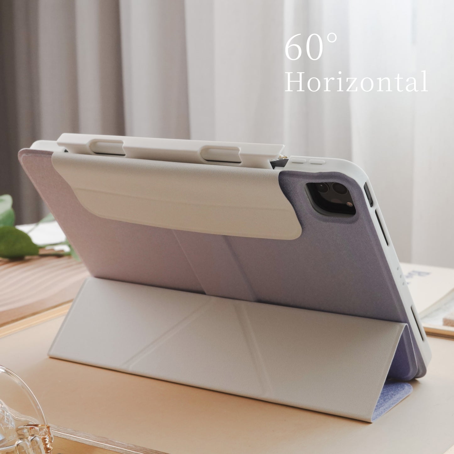 Purple Gradient Star Magnetic Ring with 360° Adjustable Feature and Pencil Slot iPad Case