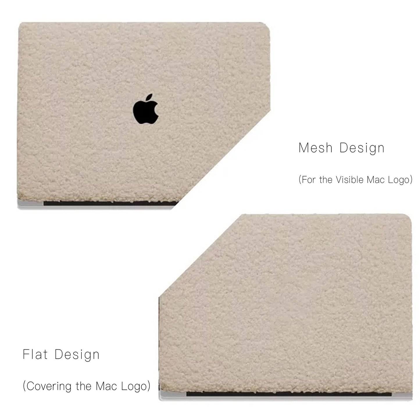 Beige Teddy Plush Leather Macbook Case