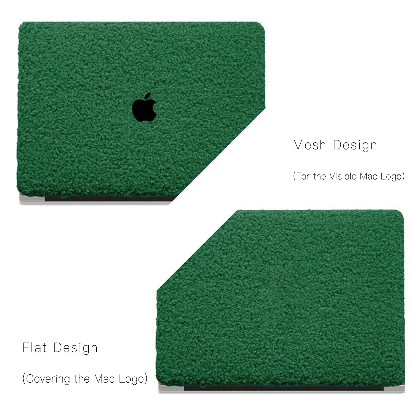Basil Green Teddy Plush Leather Macbook Case