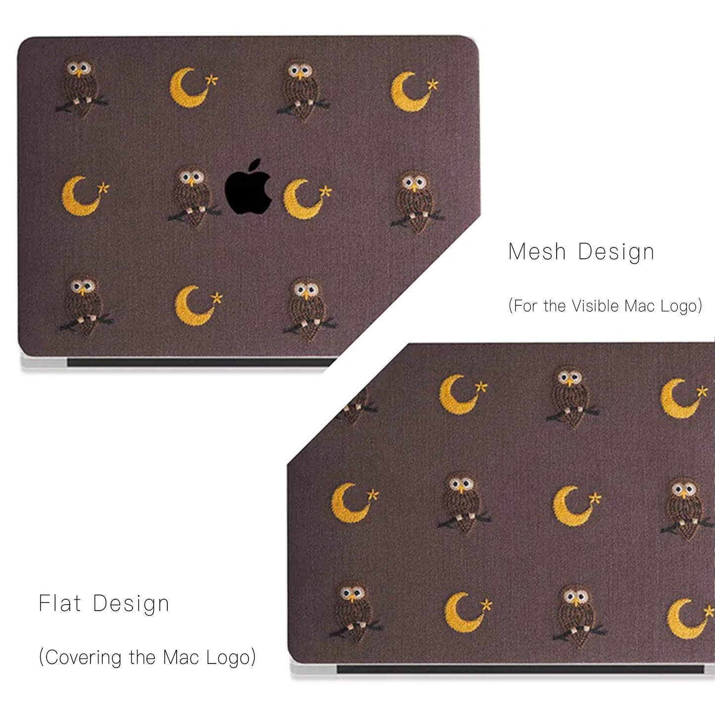 Owl Embroidered Leather Macbook Case
