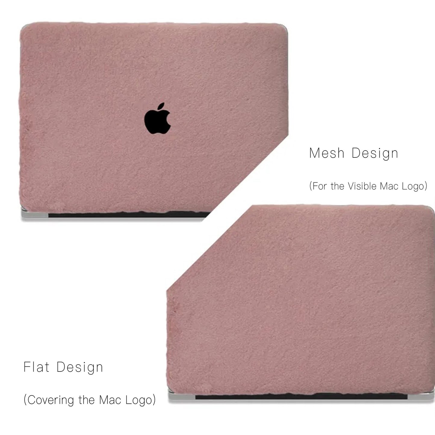 Pink Rabbit Fur Leather Macbook Case