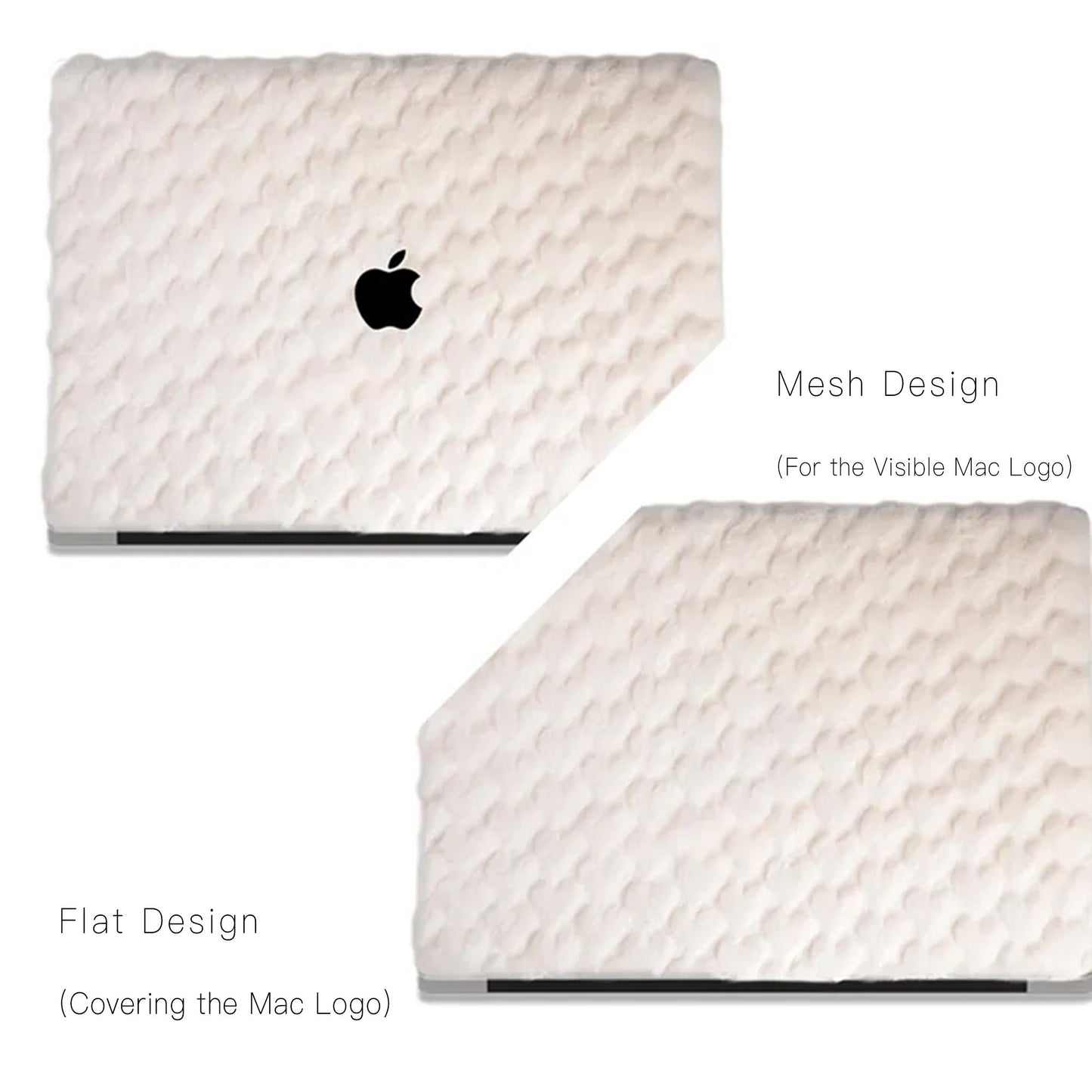 White Love Rabbit Fur Leather Macbook Case