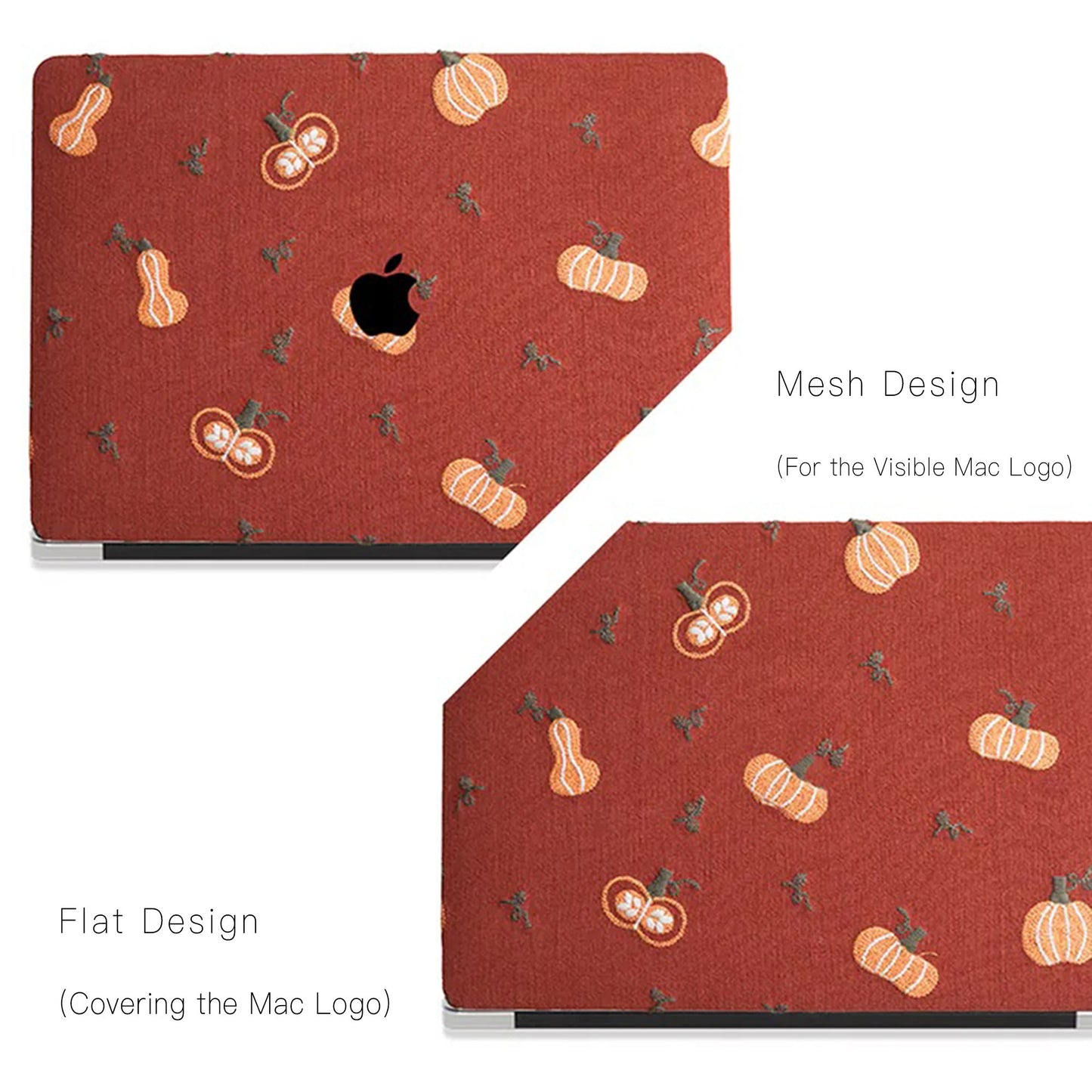 Pumpkin Embroidered Leather Macbook Case