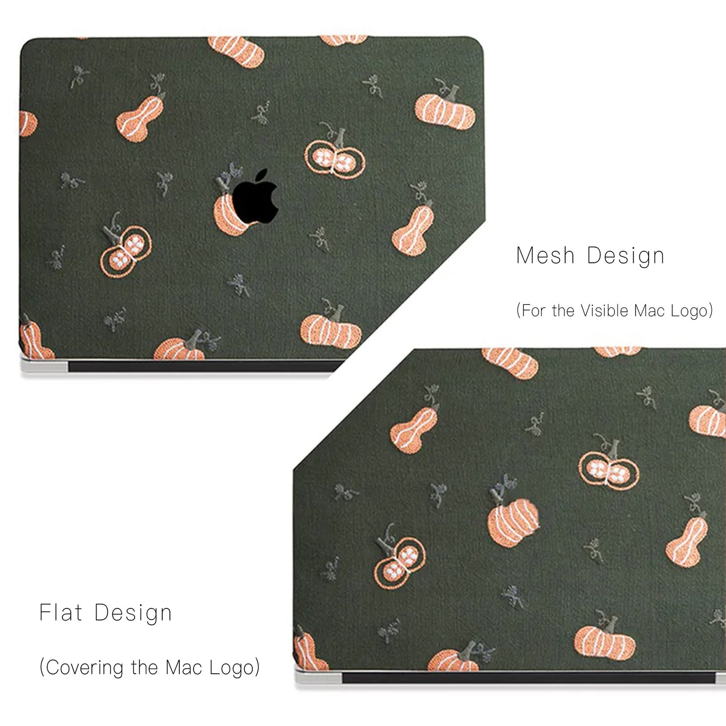 Green Pumpkin Embroidered Leather Mac Case