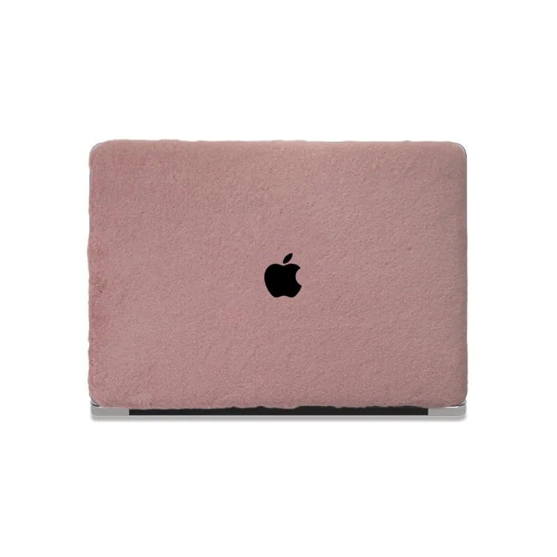 Pink Rabbit Fur Leather Macbook Case