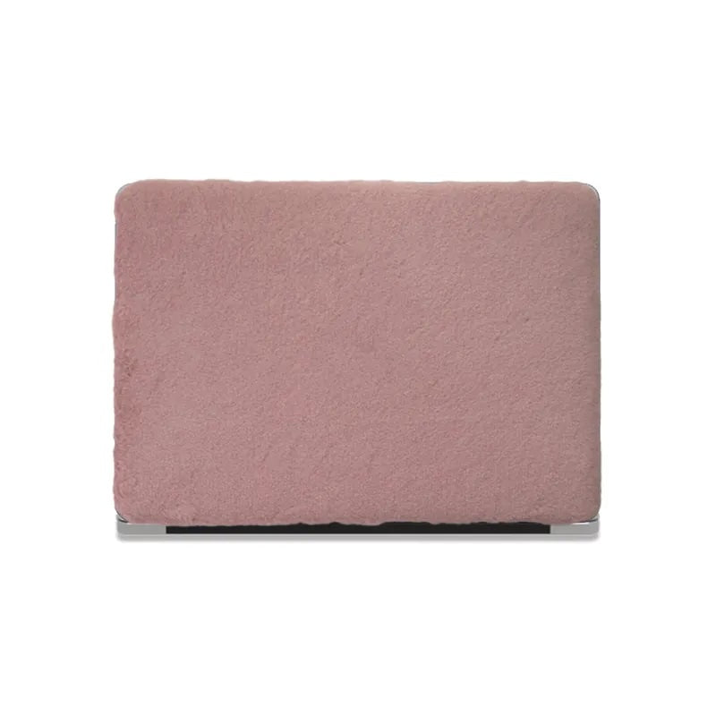 Pink Rabbit Fur Leather Macbook Case
