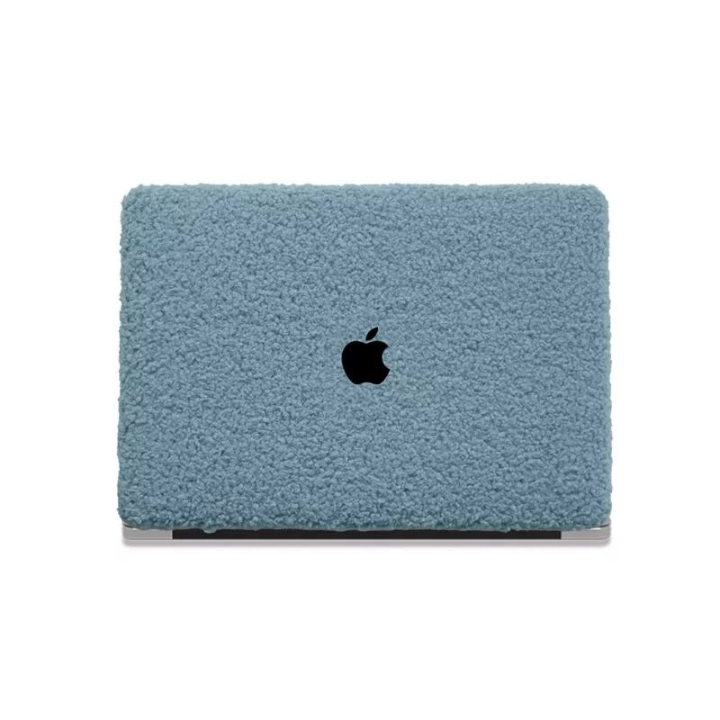 Sea Foam Teddy Plush Leather Macbook Case