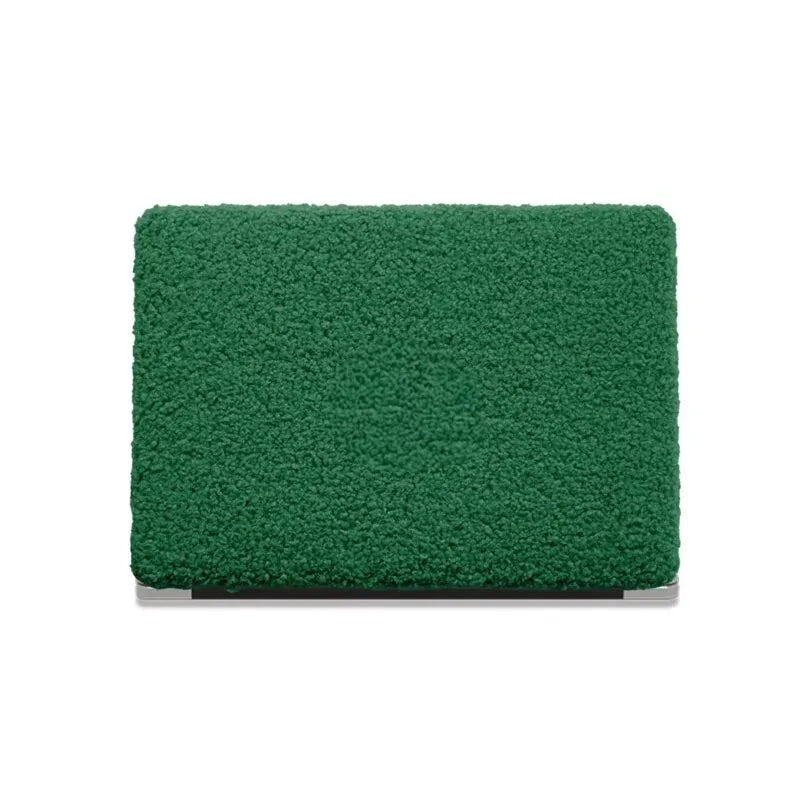 Basil Green Teddy Plush Leather Macbook Case
