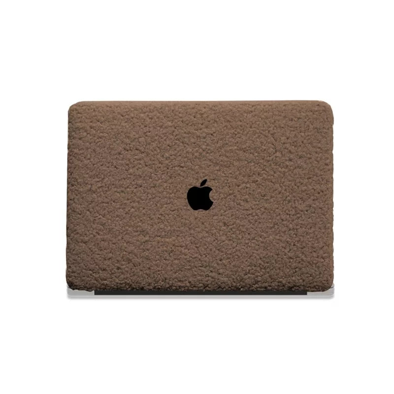 Cocoa Brown Teddy Plush Leather Macbook Case