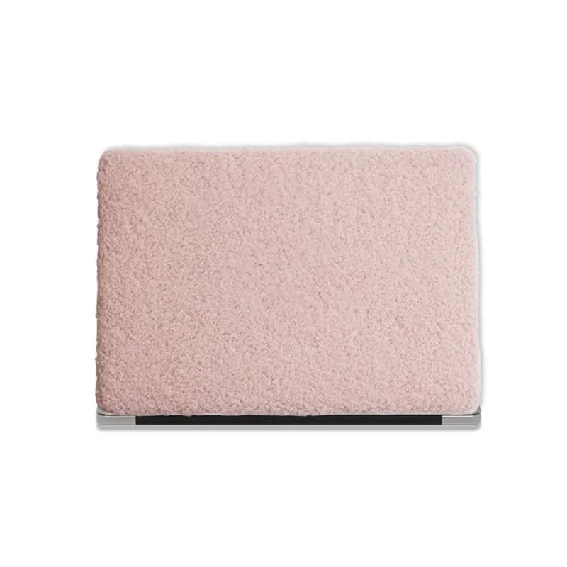 Pink Teddy Plush Leather Macbook Case
