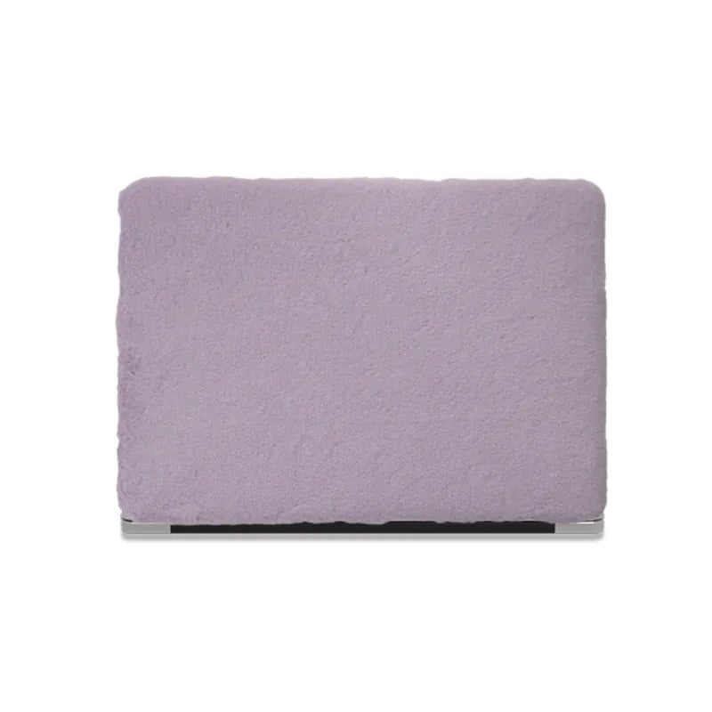 Pale Lilac rabbit fur Leather Macbook Case