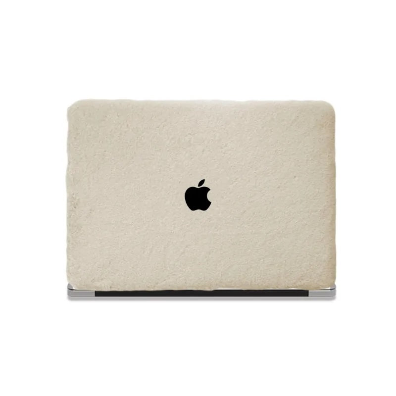 White Rabbit Fur Leather Macbook Case