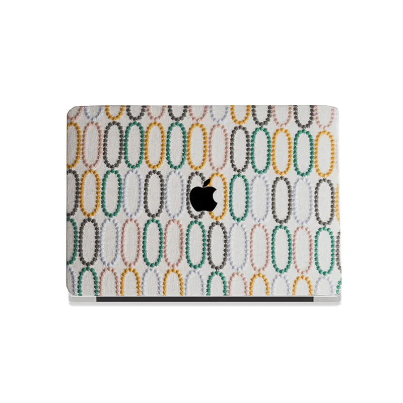 Color Circle Embroidered Leather Macbook Case