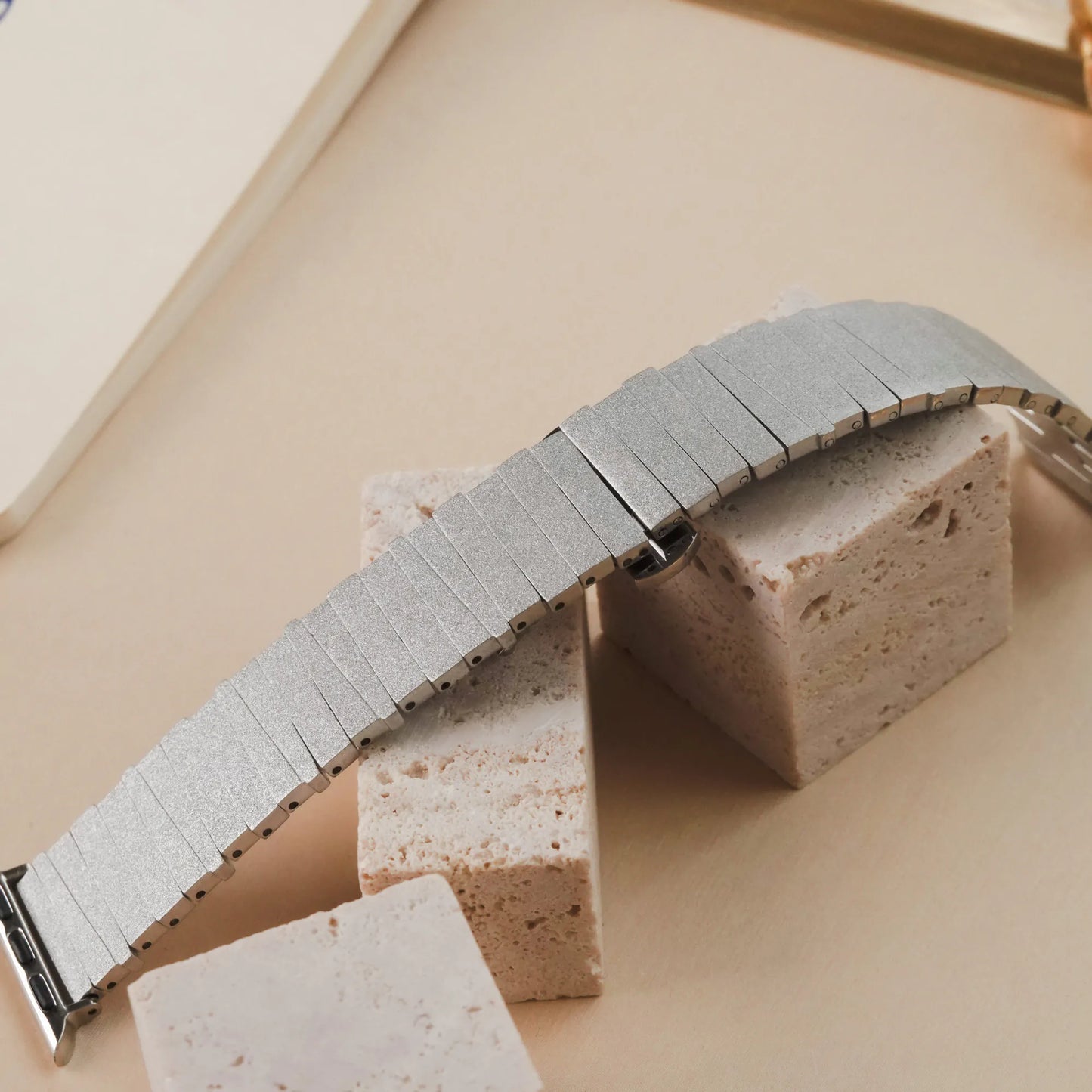 Asymmetric Square Textured Metal Apple Watch Band