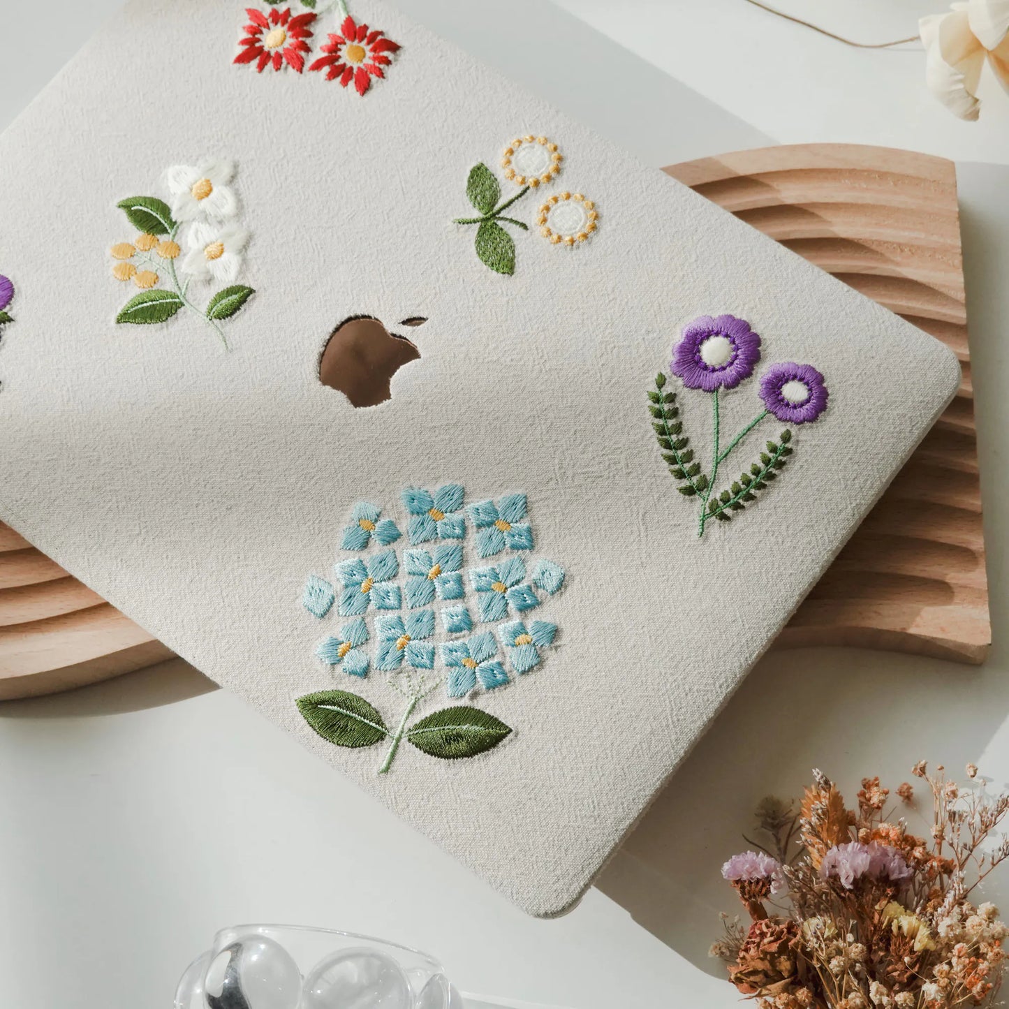 Embroidered Series ♾ Spring Whispers – Textured Stitch MacBook Case
