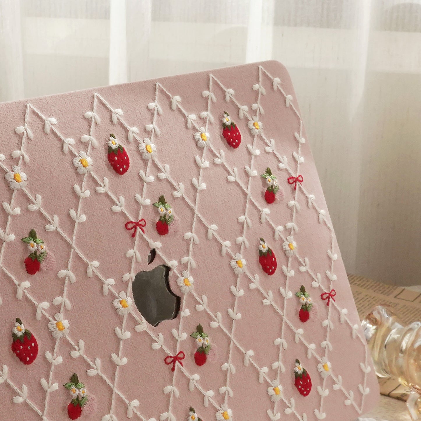 Embroidered Series ♾ Pink Mood Delicate Stitch Detailing MacBook Case