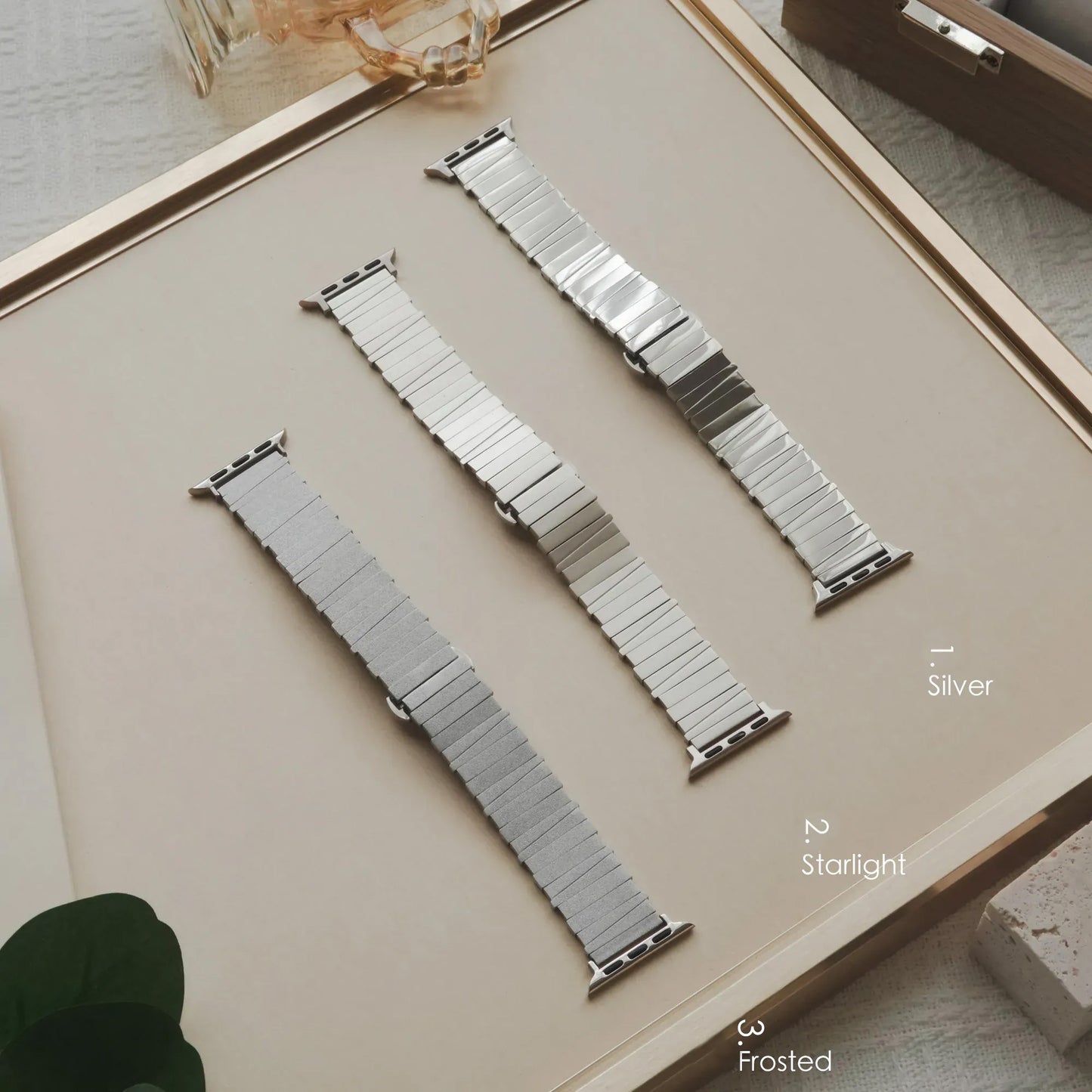 Asymmetric Square Textured Metal Apple Watch Band