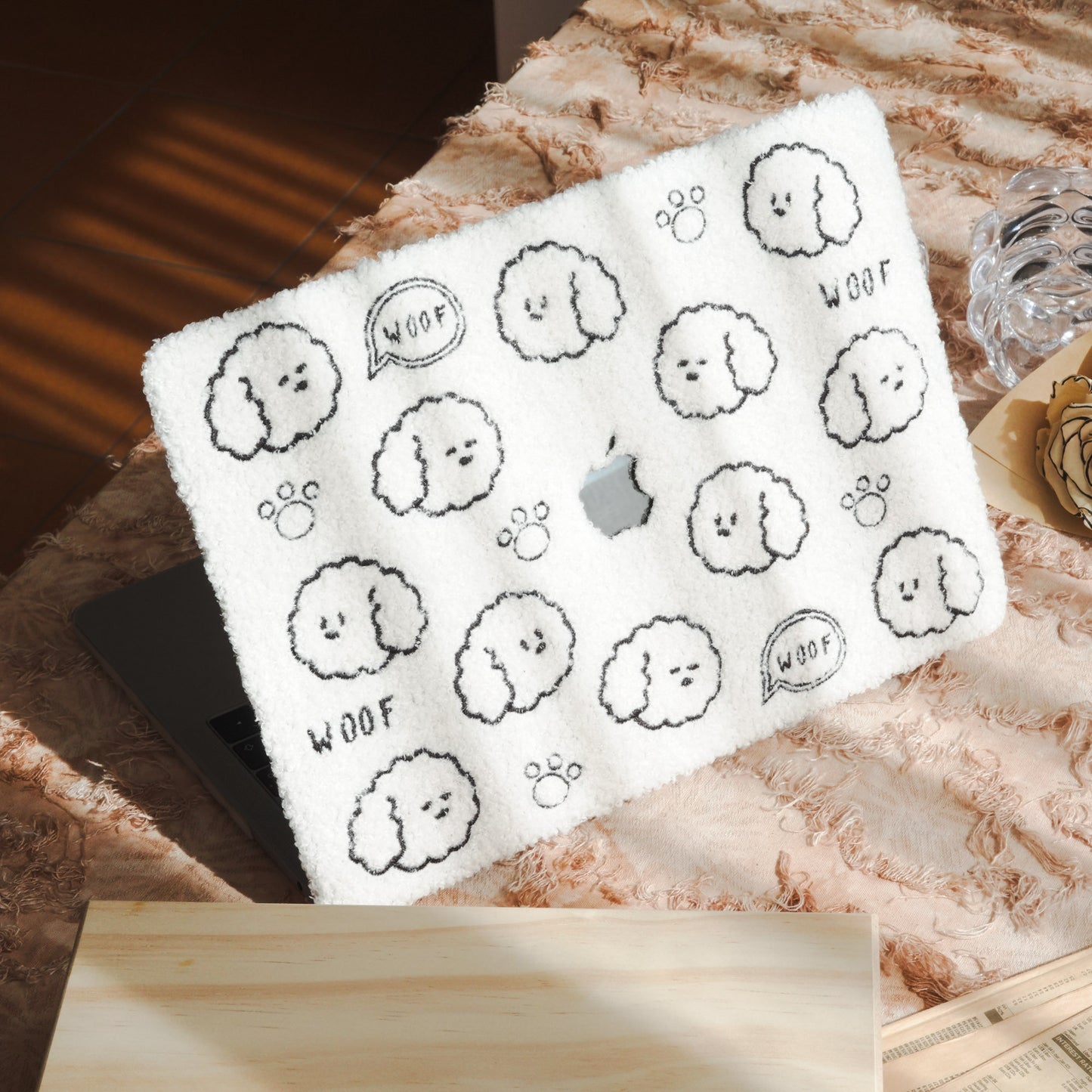 This is us designer-style teddy fleece ♾ little white dog premium leather Macbook case