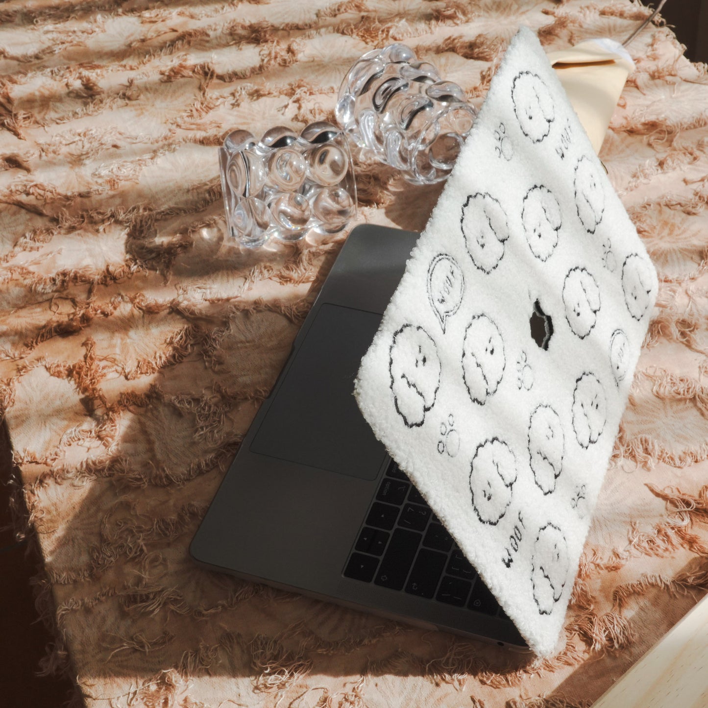 This is us designer-style teddy fleece ♾ little white dog premium leather Macbook case