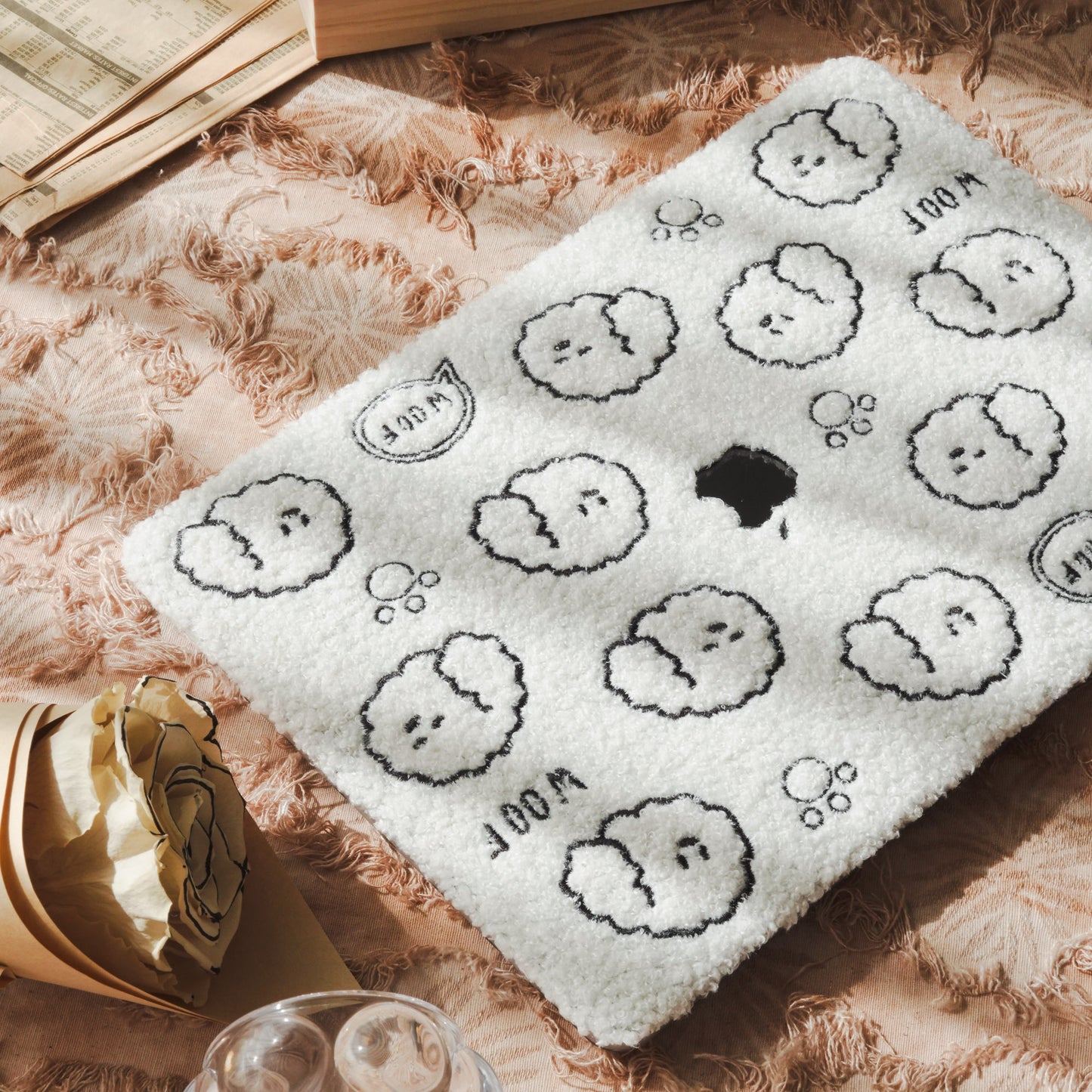 This is us designer-style teddy fleece ♾ little white dog premium leather Macbook case