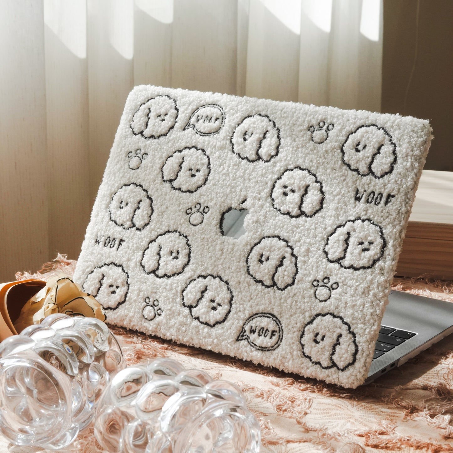 This is us designer-style teddy fleece ♾ little white dog premium leather Macbook case