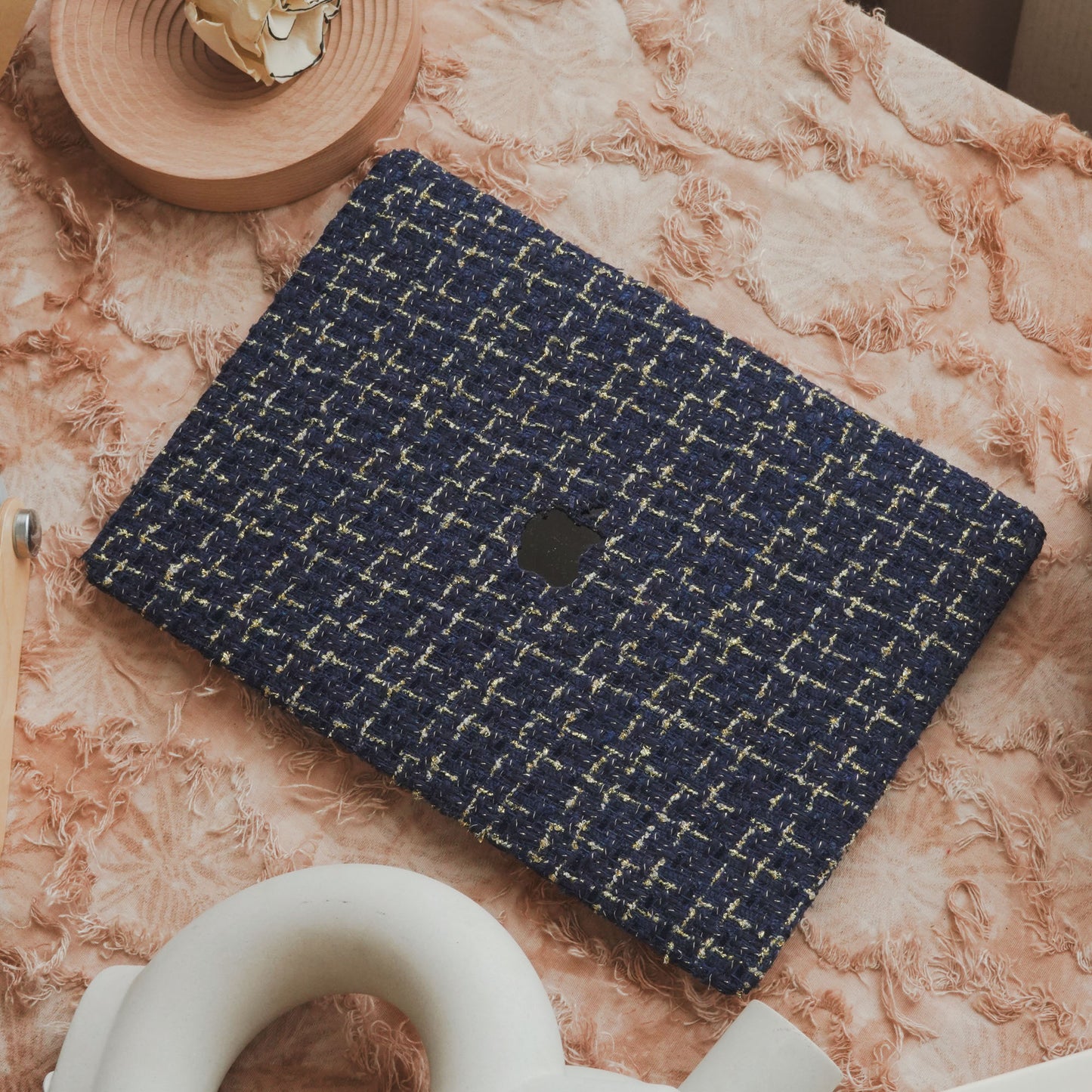 Plain Weave Chanel Style ♾ Deep Blue Yarn Woven Mac Case