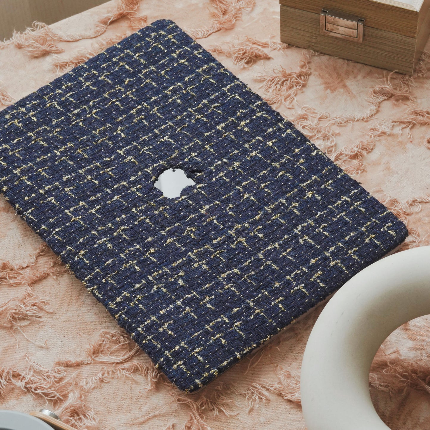 Plain Weave Chanel Style ♾ Deep Blue Yarn Woven Mac Case
