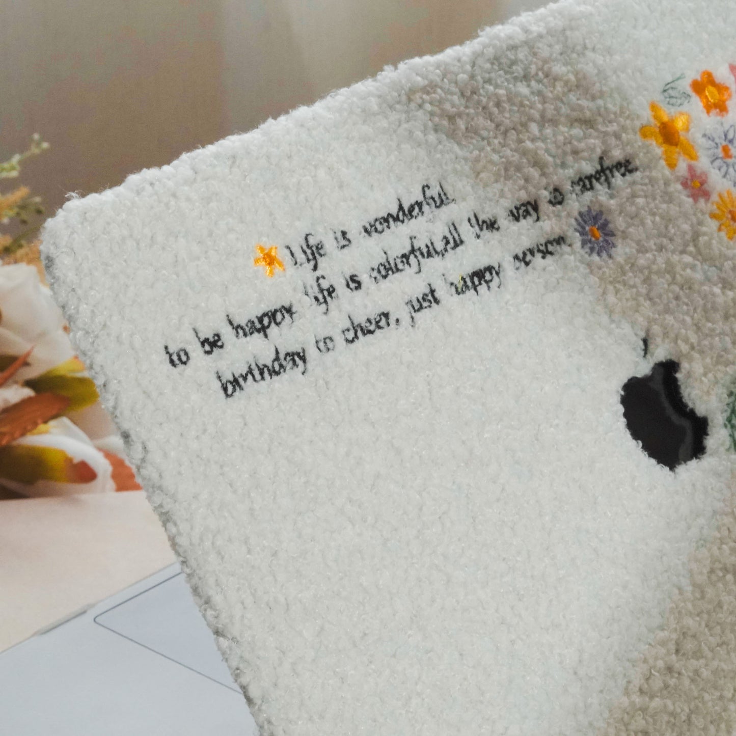 This is Us Designer Teddy Fleece ♾ Floral Teddy Bear Embroidery Series Macbook Case