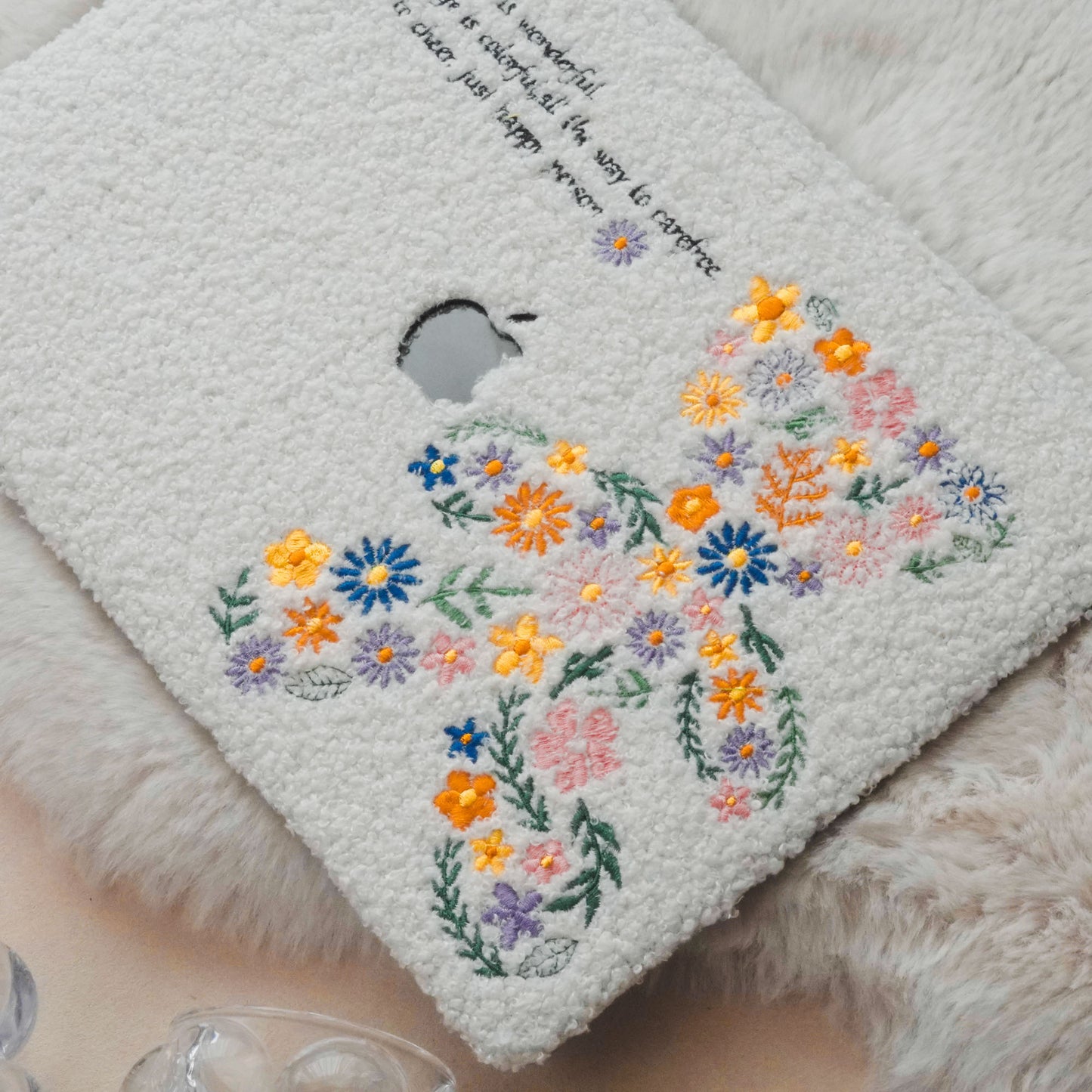 This is Us Designer Teddy Fleece ♾ Floral Teddy Bear Embroidery Series Macbook Case